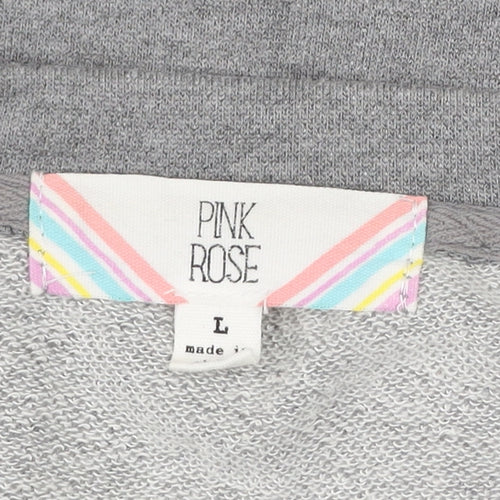 Pink Rose Women's Grey Tie Front Pullover Sweatshirt Size L