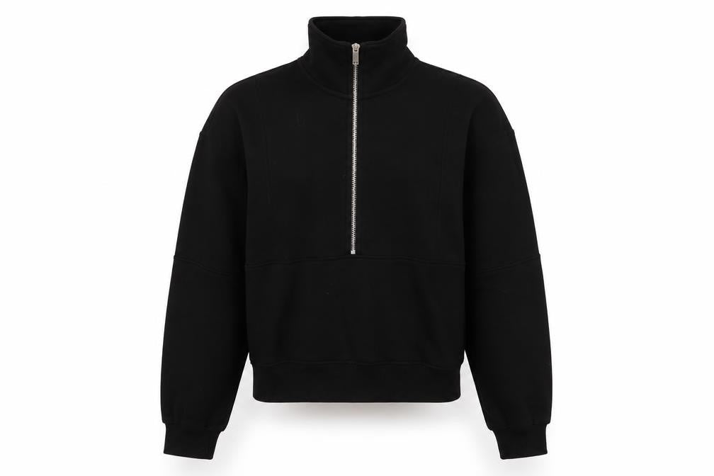 Front view of H&M Divided Women’s Black 1/2 Zip High Neck Pullover Sweatshirt XXS