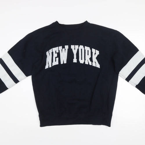 New York Popular Women's Navy Blue Pullover Sweatshirt Size L