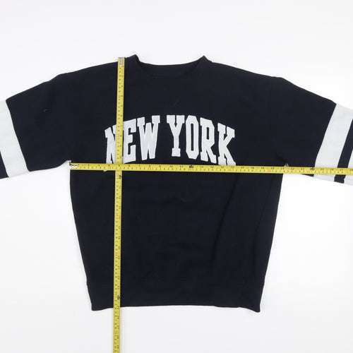 New York Popular Women's Navy Blue Pullover Sweatshirt Size L