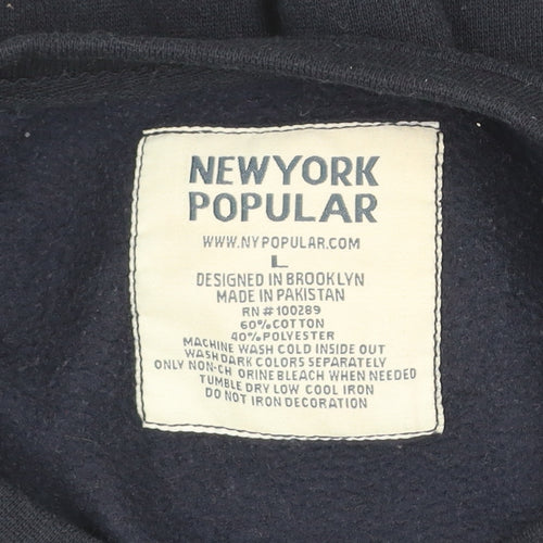 New York Popular Women's Navy Blue Pullover Sweatshirt Size L