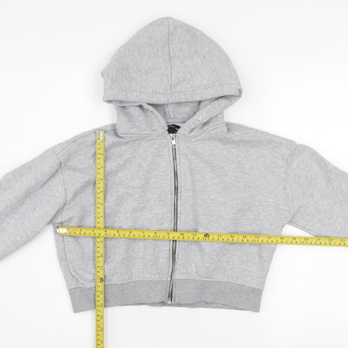 PrettyLittleThing Womens Grey Cropped Hoodie Jacket Size M