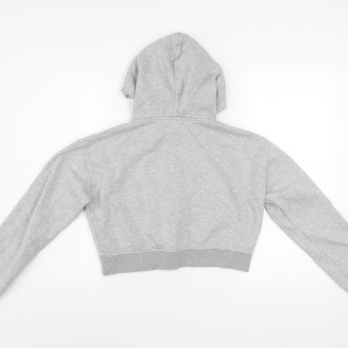 PrettyLittleThing Womens Grey Cropped Hoodie Jacket Size M