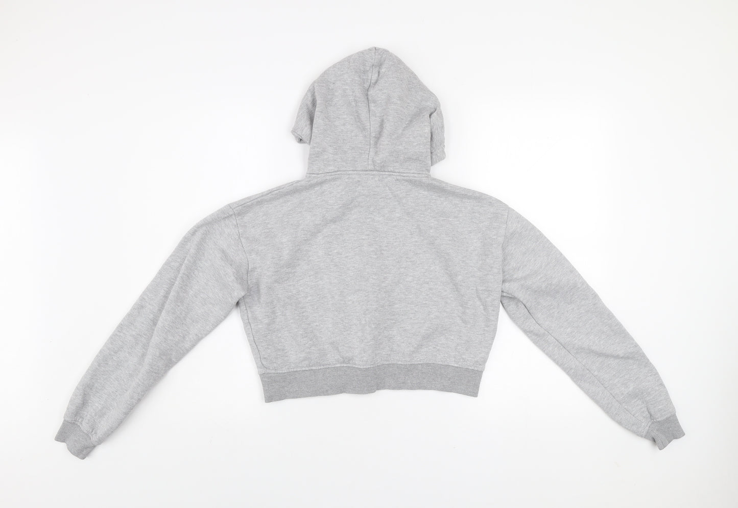 PrettyLittleThing Womens Grey Cropped Hoodie Jacket Size M