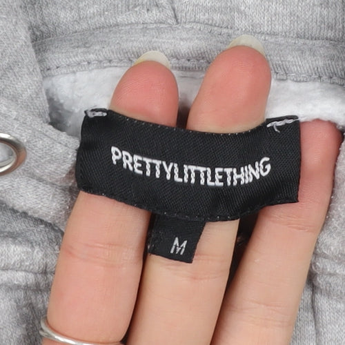 PrettyLittleThing Womens Grey Cropped Hoodie Jacket Size M