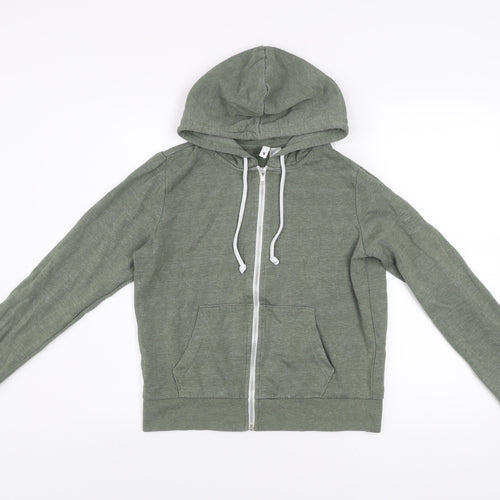 H&M Women’s Green Basic Zip Hoodie Jacket Size S Cotton Blend