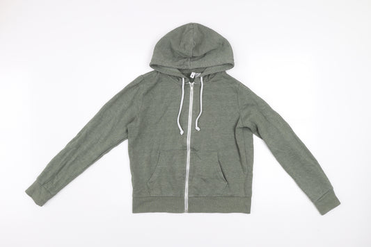 H&M Women’s Green Basic Zip Hoodie Jacket Size S Cotton Blend