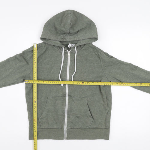 H&M Women’s Green Basic Zip Hoodie Jacket Size S Cotton Blend