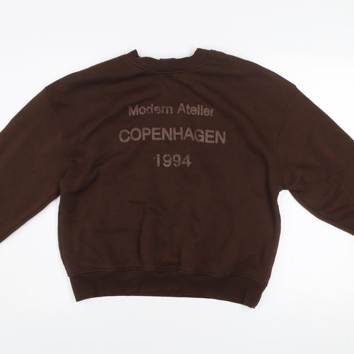 Dunnes Women’s Brown Pullover Sweatshirt Medium Modern Atelier Print