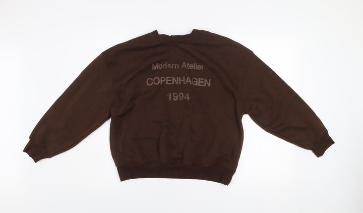 Dunnes Women’s Brown Pullover Sweatshirt Medium Modern Atelier Print