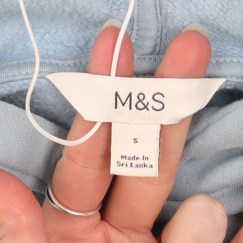 Marks and Spencer Women Blue Pullover Hoodie Small Cotton Blend