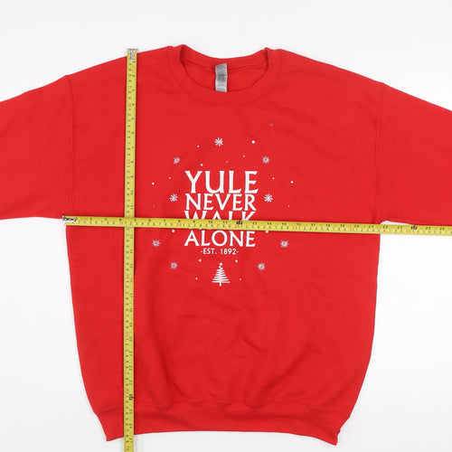 Gildan Women Red Christmas Graphic Pullover Sweatshirt Size M