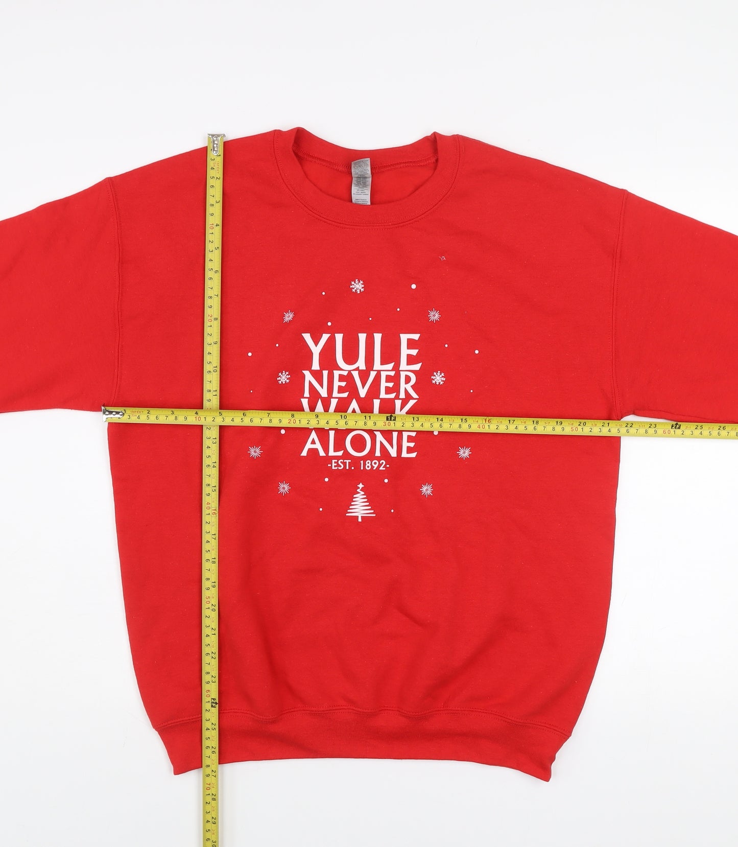 Gildan Women Red Christmas Graphic Pullover Sweatshirt Size M