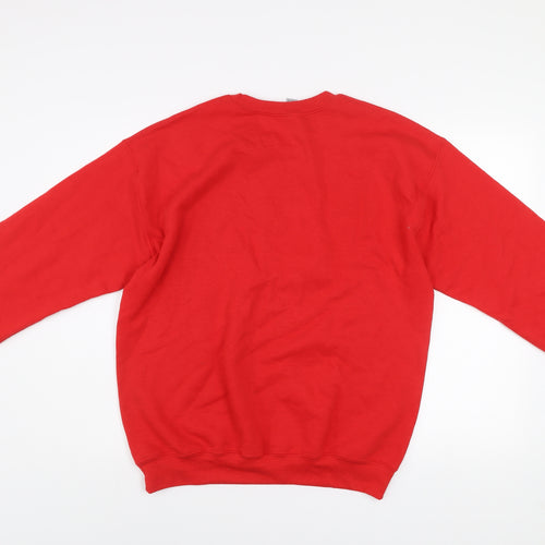 Gildan Women Red Christmas Graphic Pullover Sweatshirt Size M