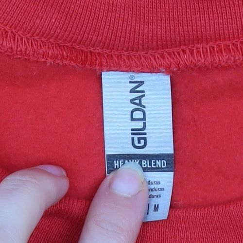 Gildan Women Red Christmas Graphic Pullover Sweatshirt Size M