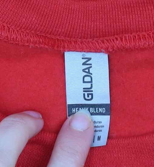 Gildan Women Red Christmas Graphic Pullover Sweatshirt Size M
