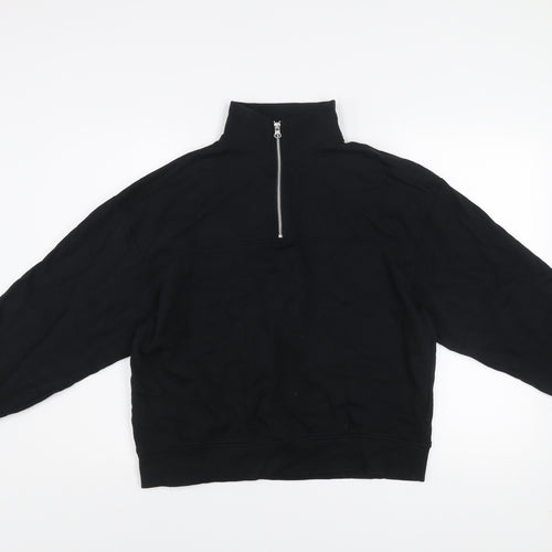 ASOS Design Women's Black 1/2 Zip Cotton Sweatshirt UK 10