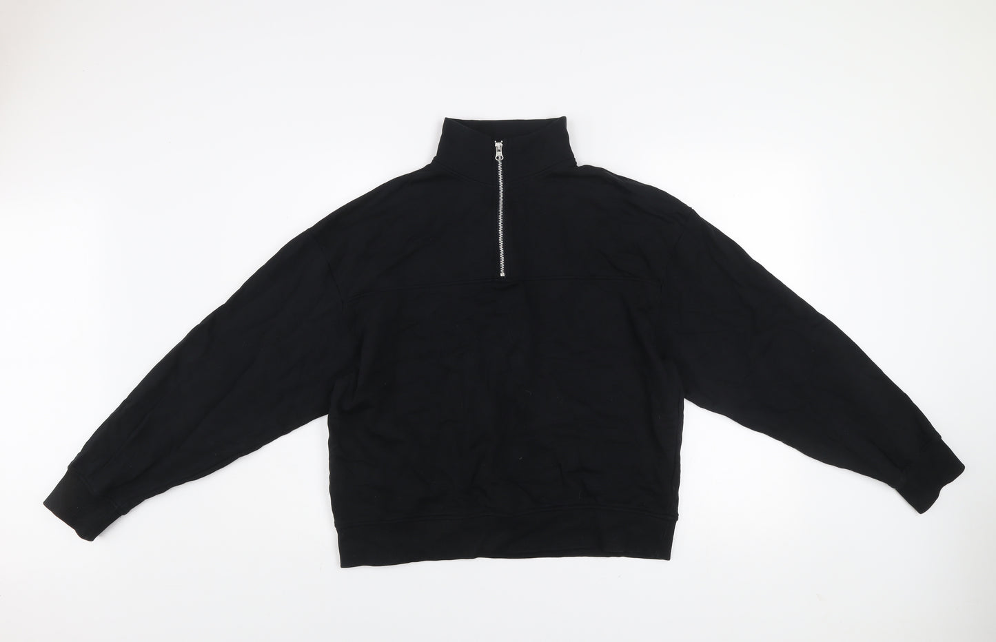 ASOS Design Women's Black 1/2 Zip Cotton Sweatshirt UK 10