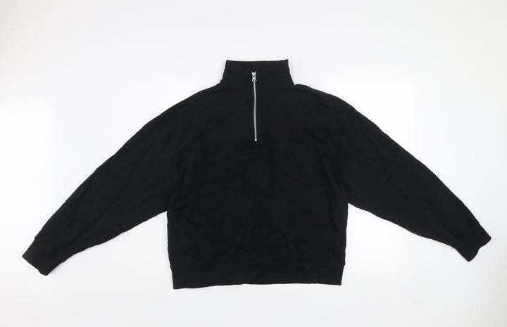 ASOS Design Women's Black 1/2 Zip Cotton Sweatshirt UK 10