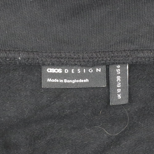 ASOS Design Women's Black 1/2 Zip Cotton Sweatshirt UK 10