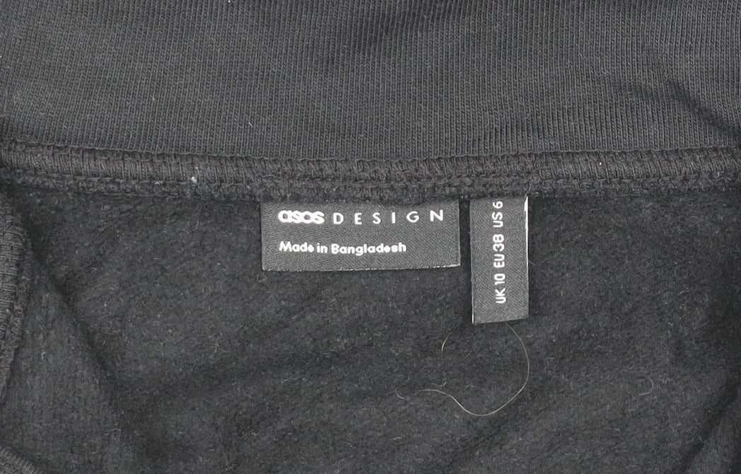 ASOS Design Women's Black 1/2 Zip Cotton Sweatshirt UK 10