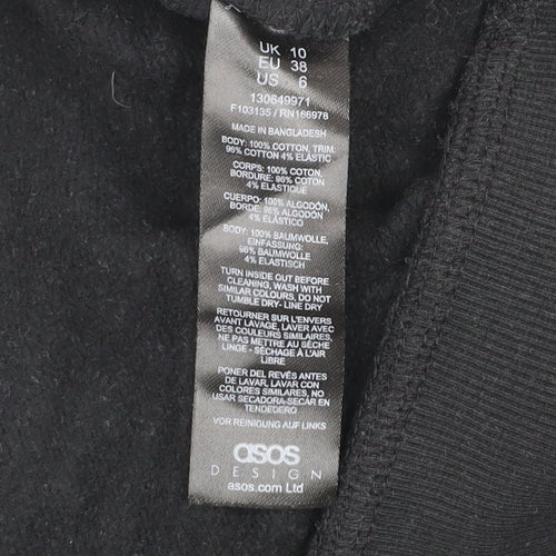 ASOS Design Women's Black 1/2 Zip Cotton Sweatshirt UK 10