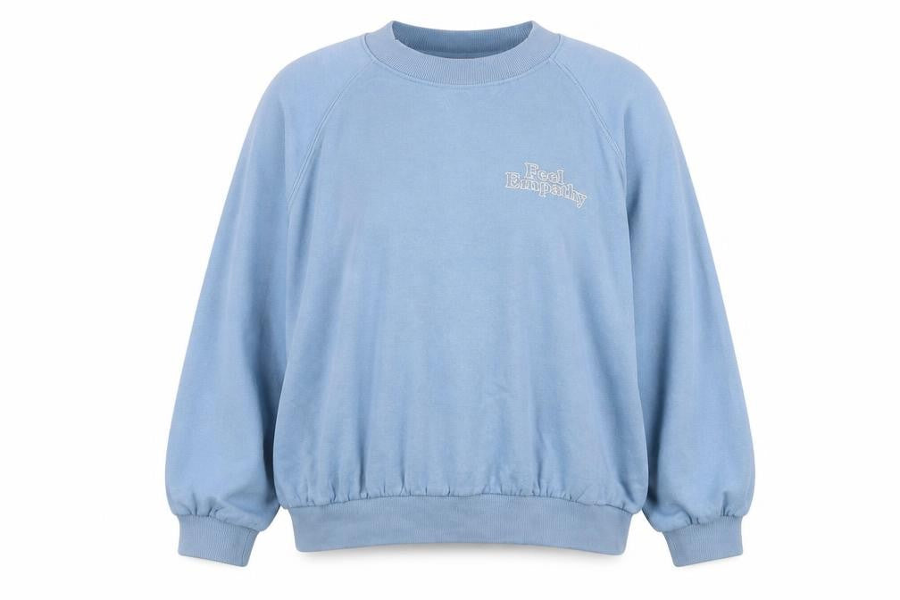 Front view of H&M Divided Women Blue XL Pullover Sweatshirt Feel Empathy