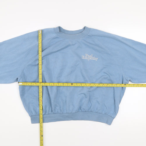 H&M Divided Women Blue XL Pullover Sweatshirt Feel Empathy