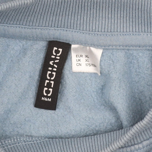 H&M Divided Women Blue XL Pullover Sweatshirt Feel Empathy