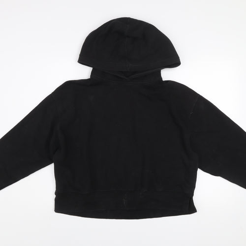 Zara Women Black L Pullover Hoodie Cotton Blend Casual
