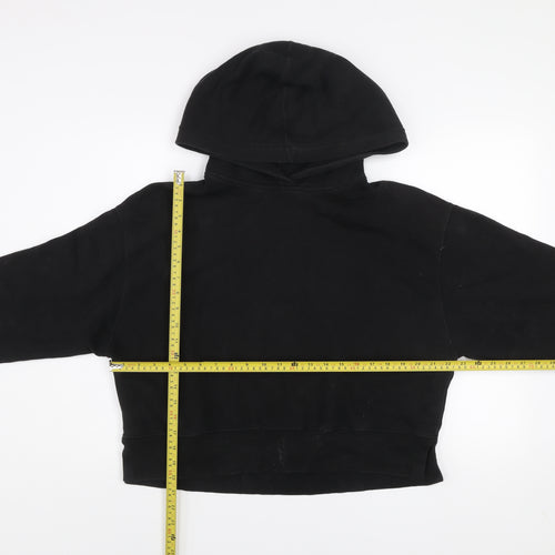 Zara Women Black L Pullover Hoodie Cotton Blend Casual
