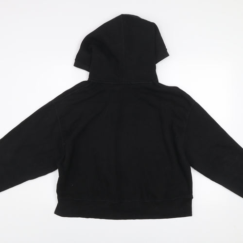 Zara Women Black L Pullover Hoodie Cotton Blend Casual