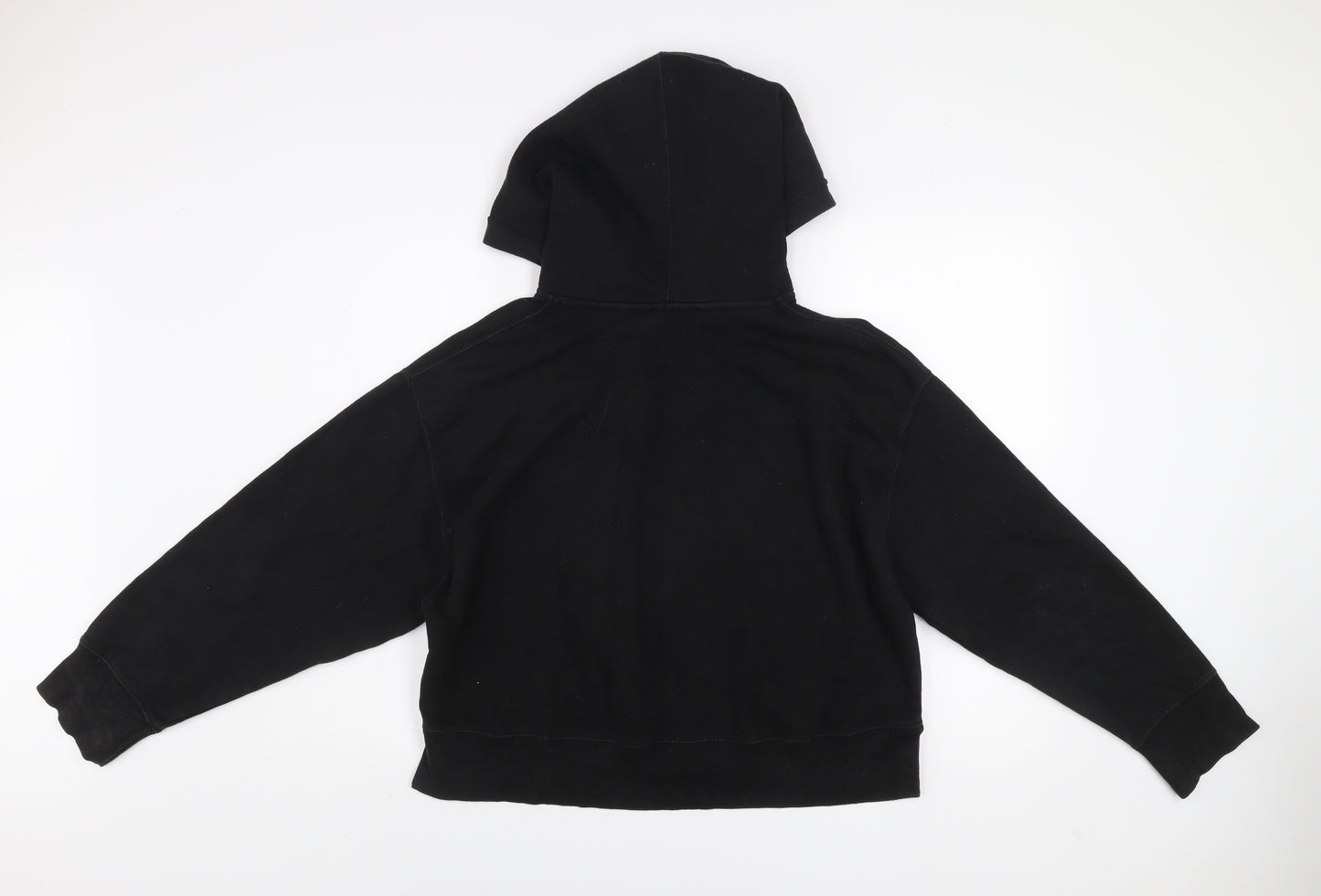 Zara Women Black L Pullover Hoodie Cotton Blend Casual