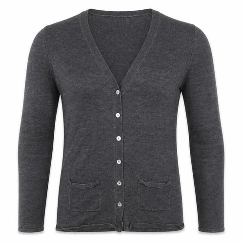 Henbury Men Grey Cotton Acrylic V-Neck Cardigan Size S