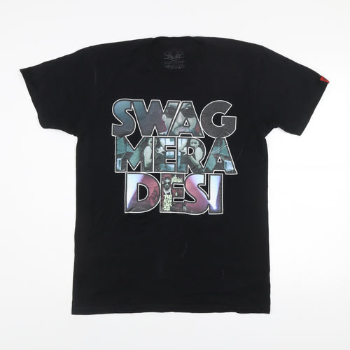 Soulstar Men's Black SWAG MERA DESI Graphic Print T-Shirt Medium