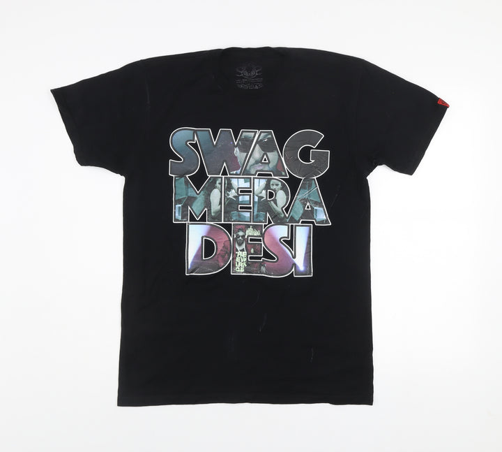 Soulstar Men's Black SWAG MERA DESI Graphic Print T-Shirt Medium