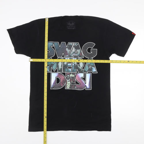 Soulstar Men's Black SWAG MERA DESI Graphic Print T-Shirt Medium