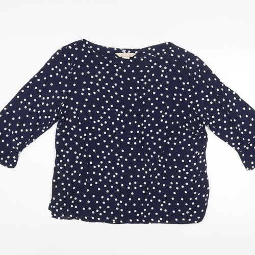 Mauvette Women's Blue Polka Dot 3/4 Sleeve Viscose Blouse UK 14