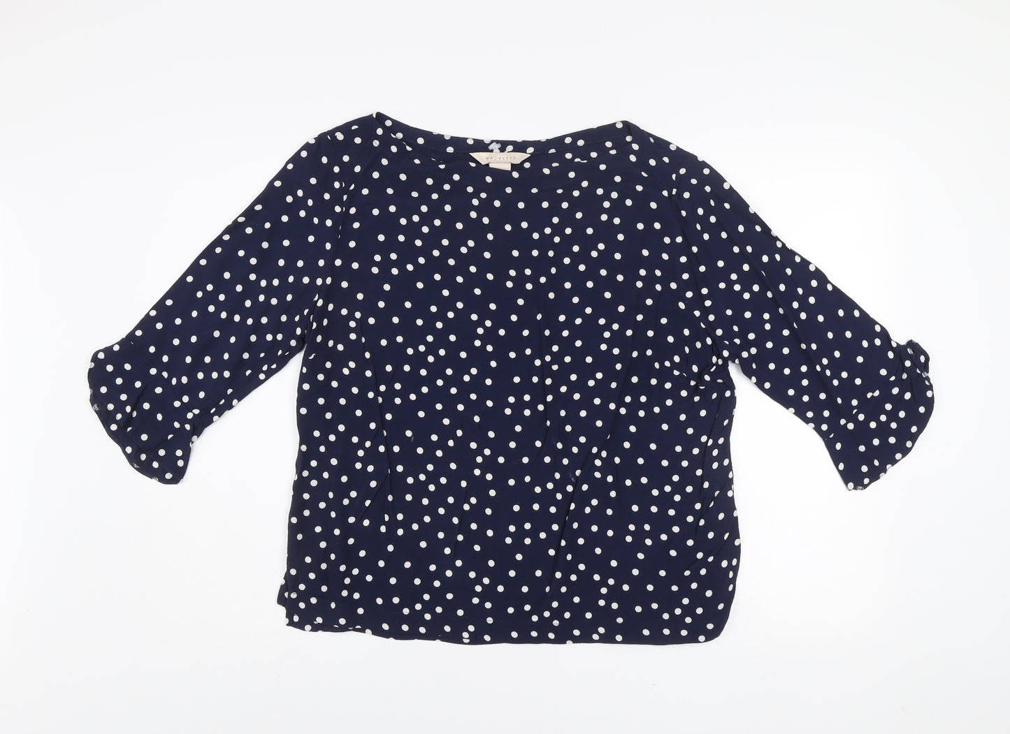 Mauvette Women's Blue Polka Dot 3/4 Sleeve Viscose Blouse UK 14