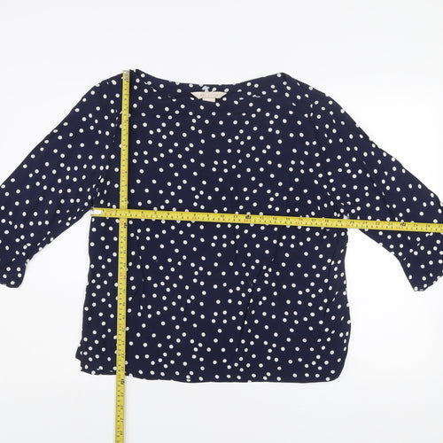 Mauvette Women's Blue Polka Dot 3/4 Sleeve Viscose Blouse UK 14