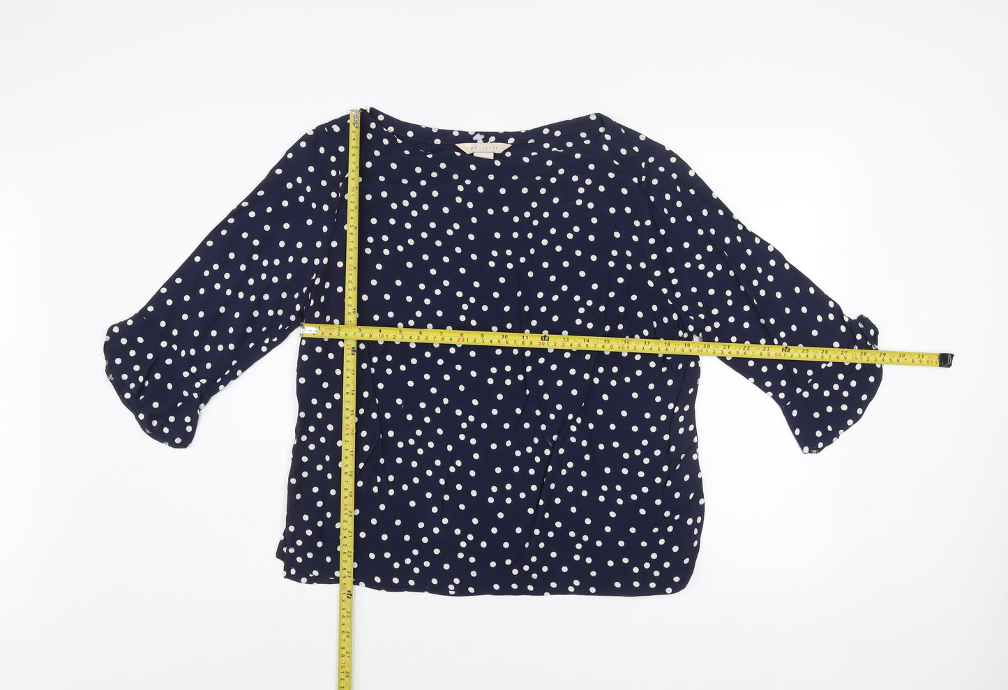 Mauvette Women's Blue Polka Dot 3/4 Sleeve Viscose Blouse UK 14