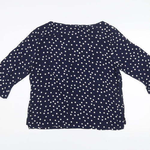 Mauvette Women's Blue Polka Dot 3/4 Sleeve Viscose Blouse UK 14