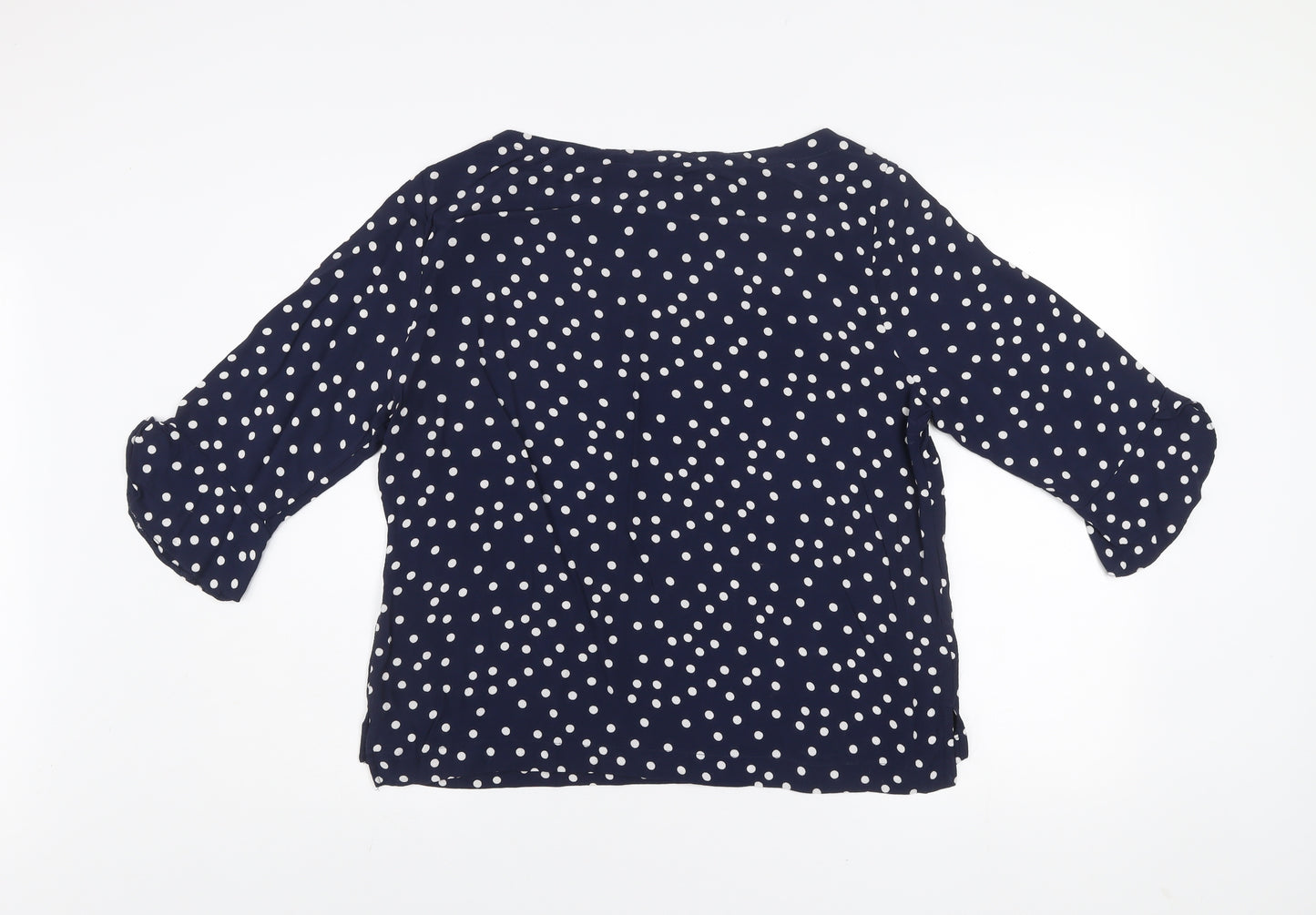 Mauvette Women's Blue Polka Dot 3/4 Sleeve Viscose Blouse UK 14