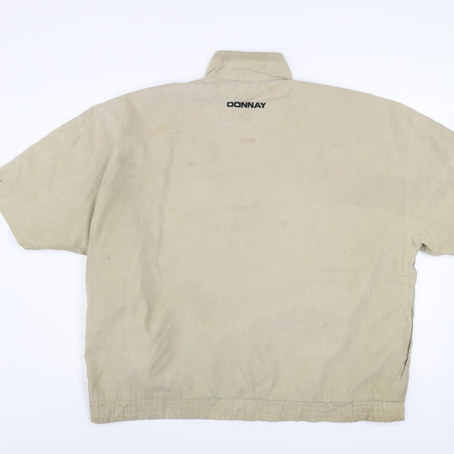 Donnay Men Beige Short Sleeve High Neck Zip Button-Up Shirt L
