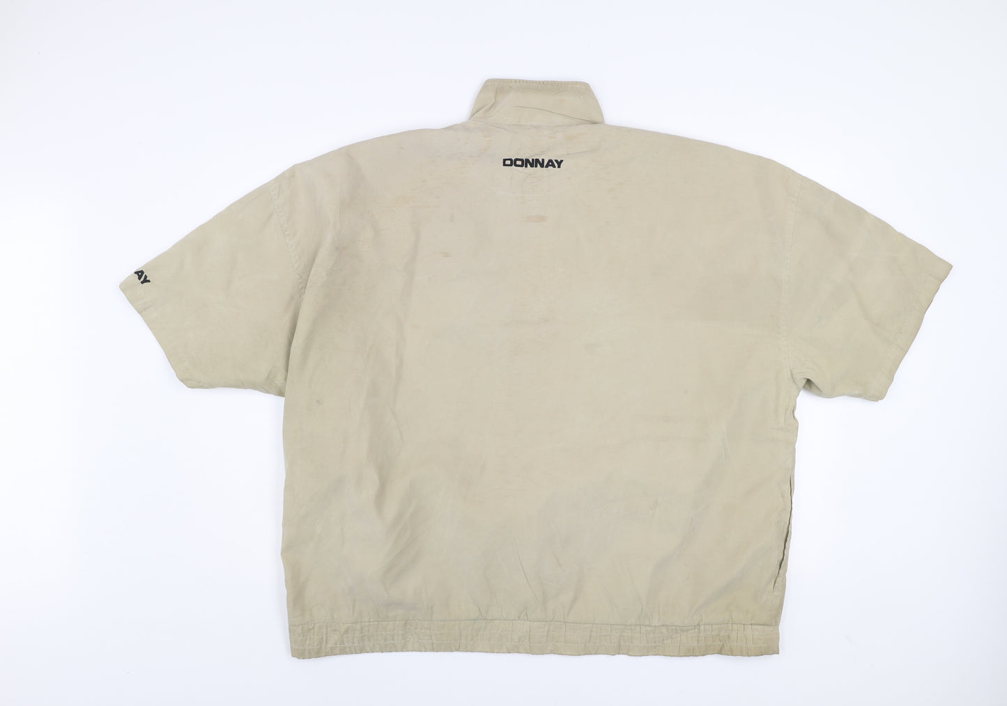Donnay Men Beige Short Sleeve High Neck Zip Button-Up Shirt L