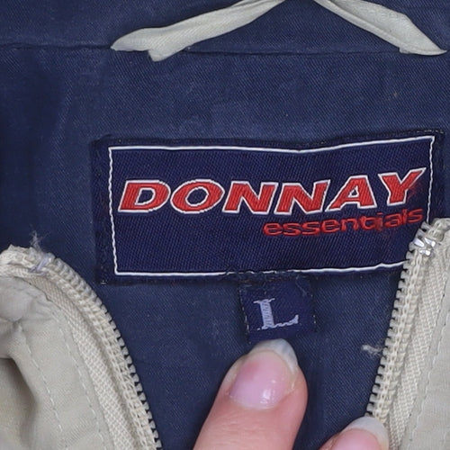 Donnay Men Beige Short Sleeve High Neck Zip Button-Up Shirt L