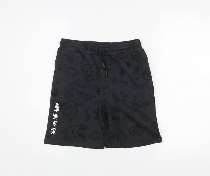Marks and Spencer Boys Black Athletic Shorts 8-9 Years The Doodle Boy