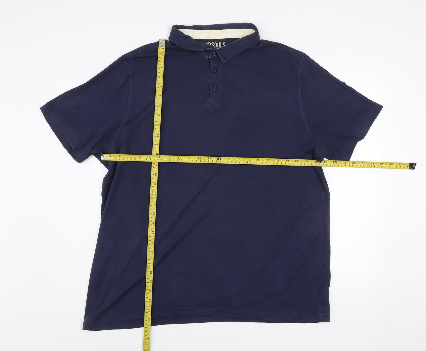Goodsouls Men's Blue Cotton Polo Shirt Size XL Short Sleeve