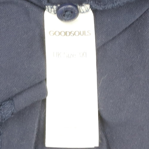 Goodsouls Men's Blue Cotton Polo Shirt Size XL Short Sleeve