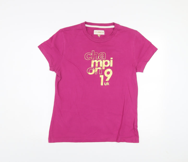 Champion Womens Pink Crew Neck Cotton T-Shirt Size 10